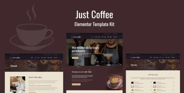 Justcoffee – Cafe and Coffee Elementor Template Kit